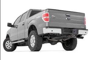 Ford F-150 Performance Exhaust - Rear + Side Exit - Rough Country - Dual Cat-Back, High-temp resistant, Dual-wall 304 stainless tips - Black - '09-'14